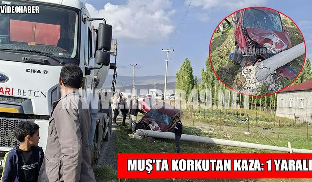 Muş’ta otomobil ile beton mikseri çarpıştı