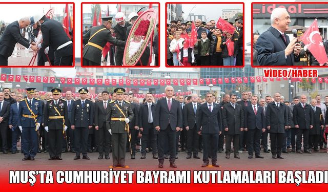 Muş’ta Cumhuriyet Bayramı coşkusu çelenk sunma ve yürüyüşle başladı