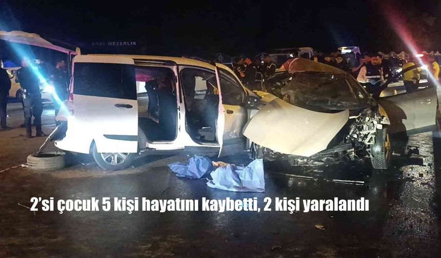 Kontrolden çıkan otomobil karşı şeride geçti: 5 ölü 2 yaralı