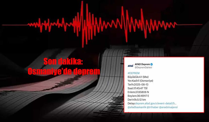 Son Dakika: Osmaniye'de 4,1 Büyüklüğünde Deprem