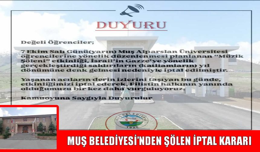 Muş Belediyesi 'Müzik Şöleni'ni iptal etti