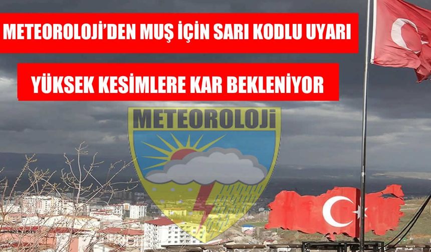 Muş için sarı kodlu sağanak ve kar yağışı uyarısı