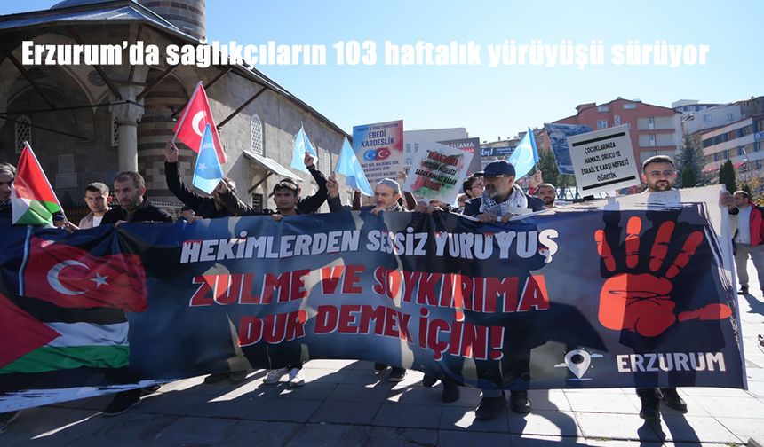 Erzurum'da sağlıkçıların 103 haftalık yürüyüşü sürüyor