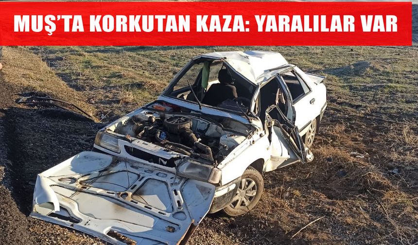 Muş-Bostankent yolunda otomobil takla attı: 4 yaralı