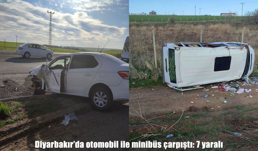Diyarbakır’da otomobil ile minibüs çarpıştı: 7 yaralı