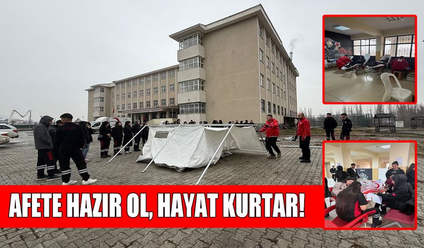 Bulanık MYO’da afet eğitimi, kan bağışı ve çadır kurulumu etkinlikleri yapıldı