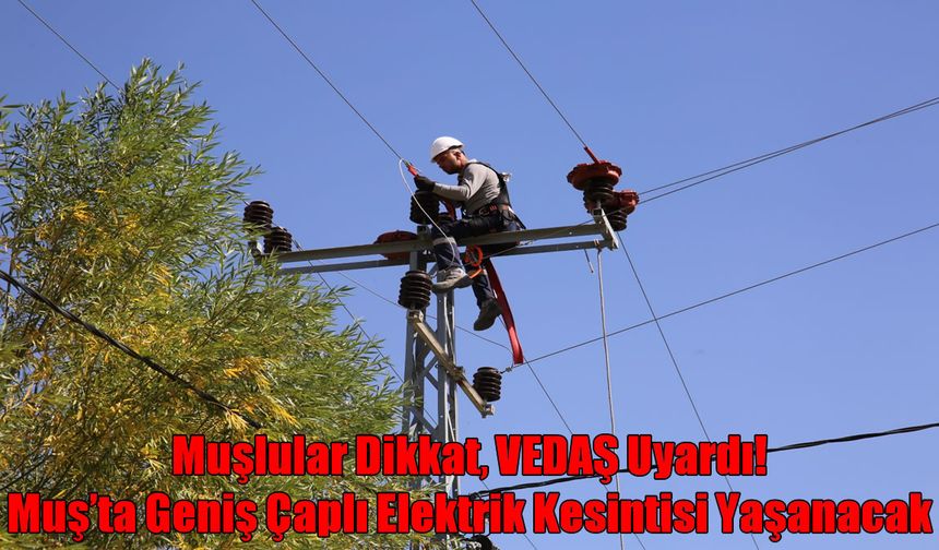 VEDAŞ uyardı! Muş’ta 16 Aralık’ta geniş çaplı elektrik kesintisi yaşanacak