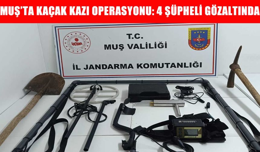 Muş’ta kaçak kazı operasyonu: 4 kişi suçüstü yakalandı