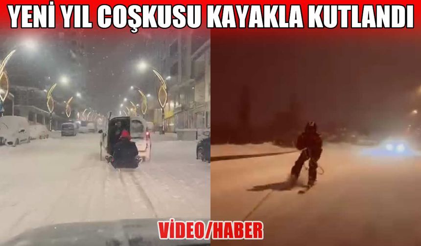 Muş sokakları pist oldu: Yeni yıl coşkusu kayakla kutlandı