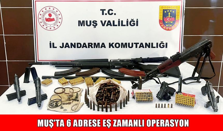 Muş’ta 6 adrese eş zamanlı operasyon: Çok sayıda silah, mühimmat ve tarihi eser ele geçirildi