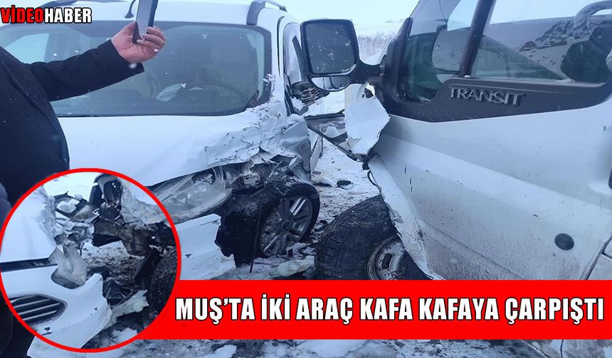 Muş’ta minibüs ile hafif ticari araç kafa kafaya çarpıştı: 1 yaralı