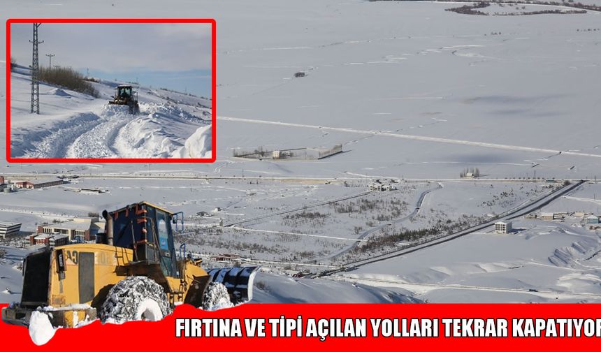 Muş'ta açılan yollara fırtına ve tipi engeli: 16 köy yolu kapalı