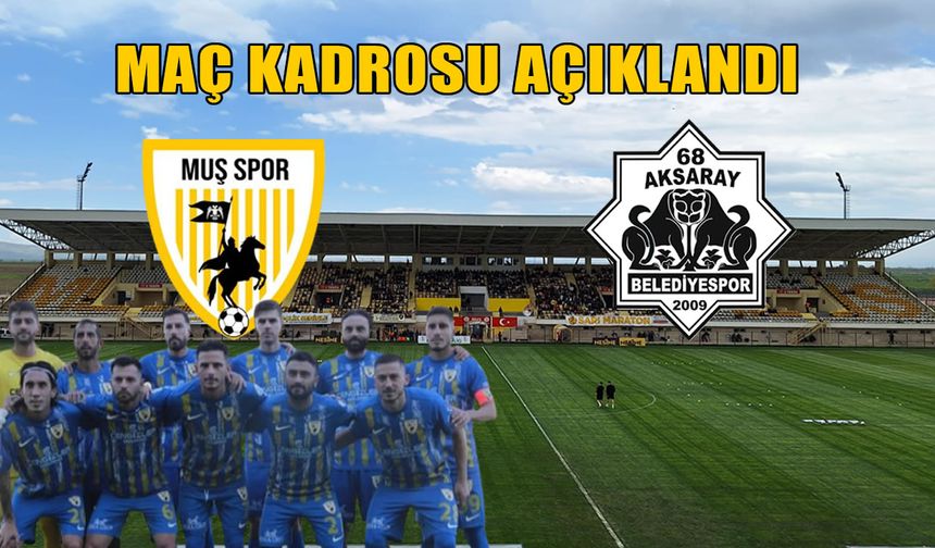 Muş Spor- Aksaray Belediyespor maçında kadrolar belli oldu