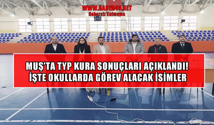 Muş Milli Eğitim TYP kura sonuçları açıklandı: İşte isim listesi ve istenen belgeler