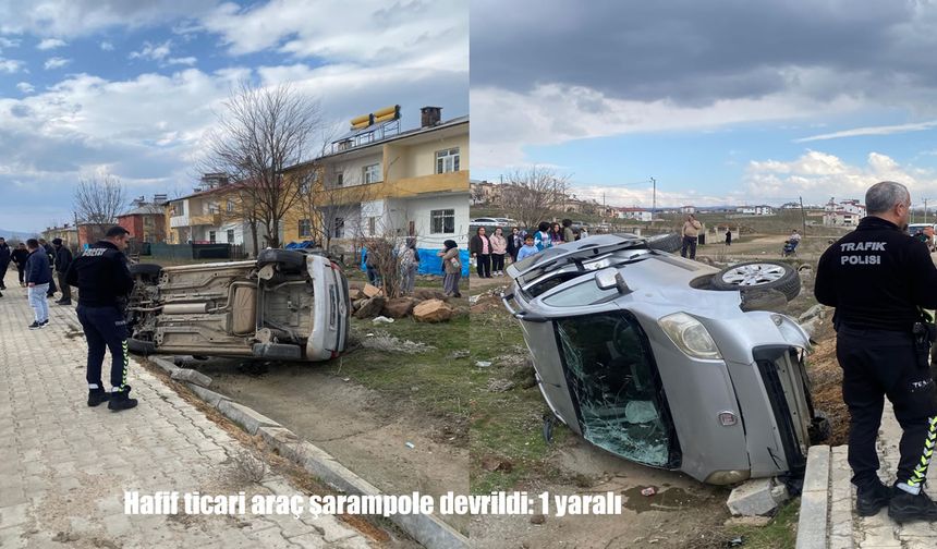 Elazığ’da hafif ticari araç şarampole devrildi: 1 yaralı