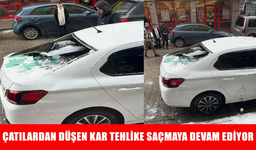 Muş'ta çatıdan düşen kar aracı pert etti!