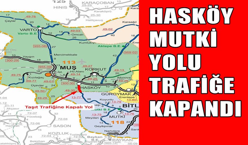 Hasköy-Mutki yolu kar ve tipi nedeniyle trafiğe kapandı
