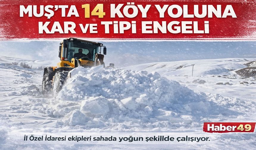 Muş’ta 14 köy yoluna kar ve tipi engeli
