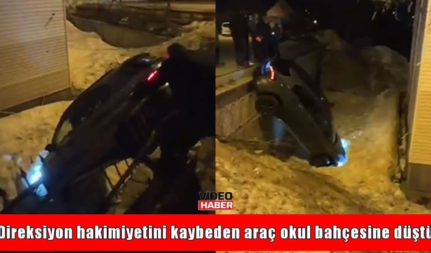 Bitlis’te korkutan kaza: Otomobil okul bahçesine düştü