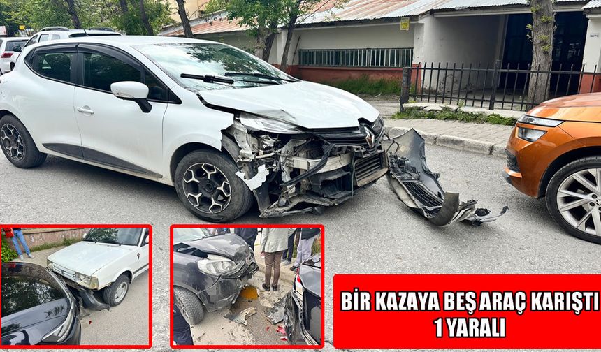Muş’ta çarpışan araçlar park halindeki otomobillere daldı, 1 yaralı