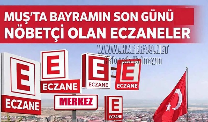 Muş’ta bayramın üçüncü günü nöbetçi eczaneler belli oldu