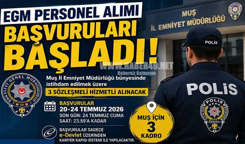 Muş Emniyeti’ne personel alınacak: Başvuru şartları neler?