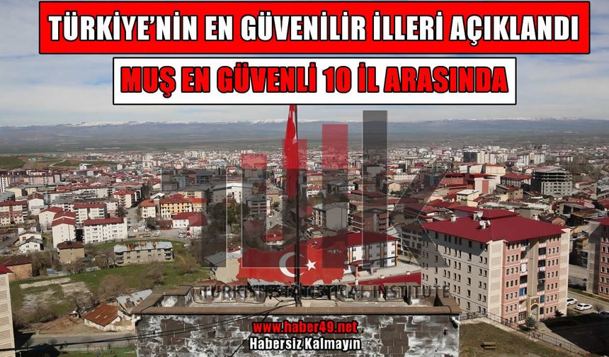 TÜİK verileri açıkladı: Muş, Türkiye’nin en güvenli 10 ili arasında!