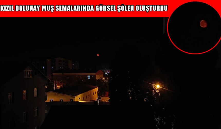 Muş'ta kızıl dolunay göz kamaştırdı