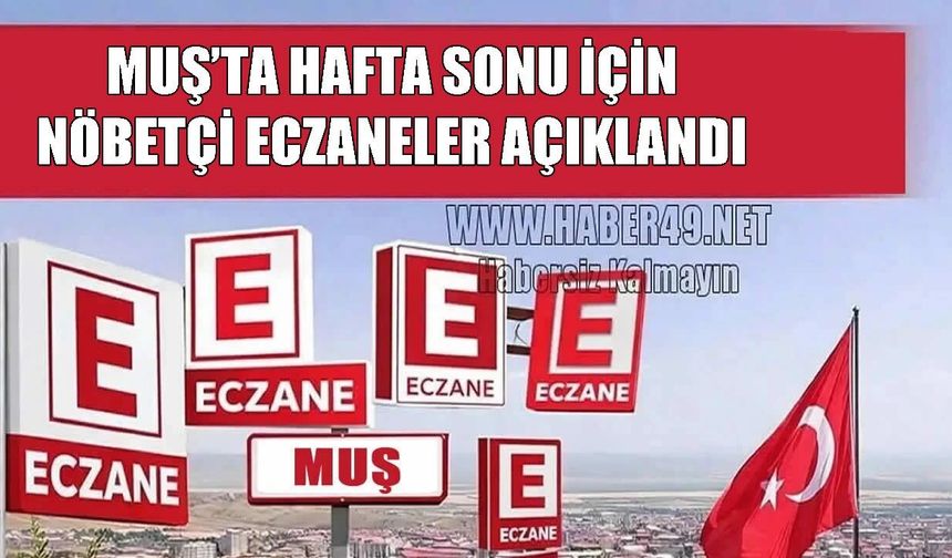 Muş'ta 15 Ağustos nöbetçi eczaneleri açıklandı: İşte ilçe ilçe tam liste