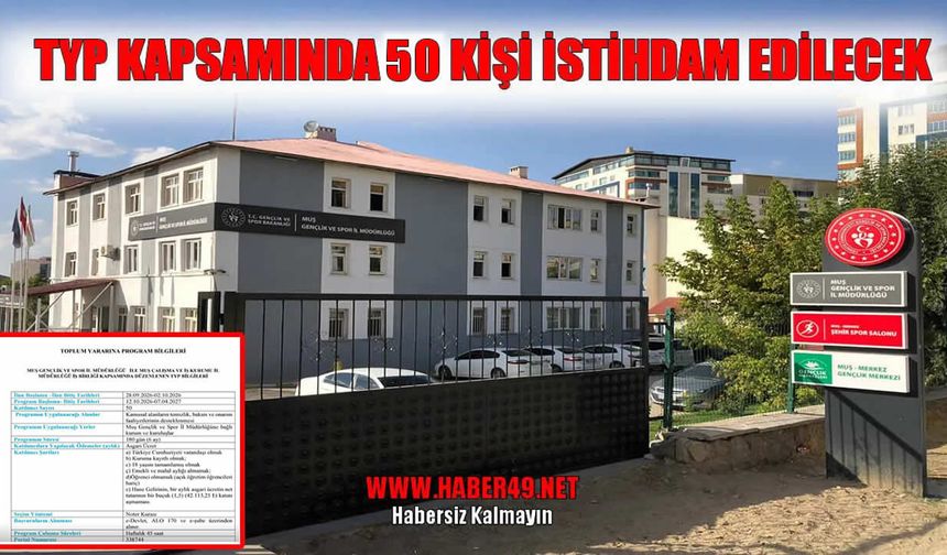 İŞKUR duyurdu: Muş Gençlik ve Spor İl Müdürlüğü 50 personel alacak!