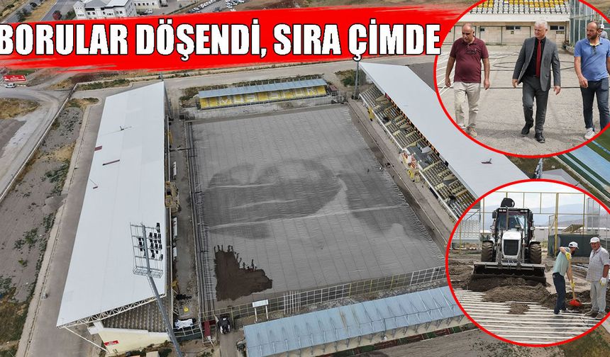 Muş Şehir Stadyumu’nda alttan ısıtma tamamlandı, sıra çim seriminde
