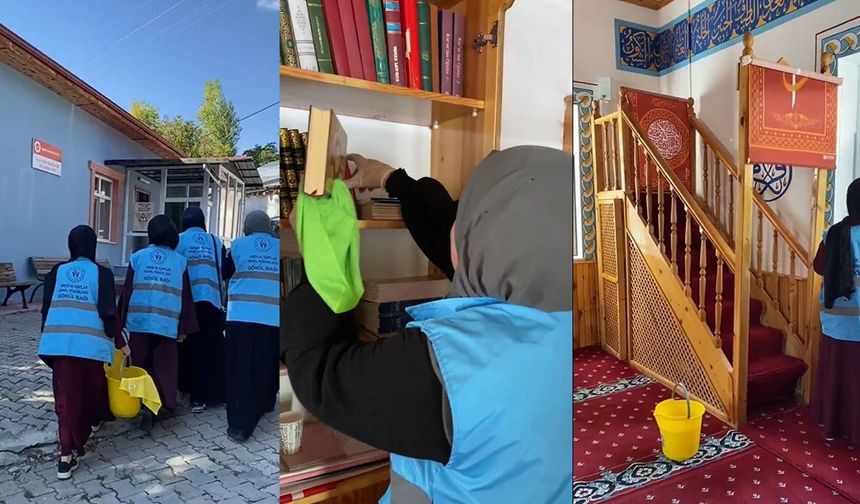 Erzincan’da öğrencilerden cami temizliğine destek