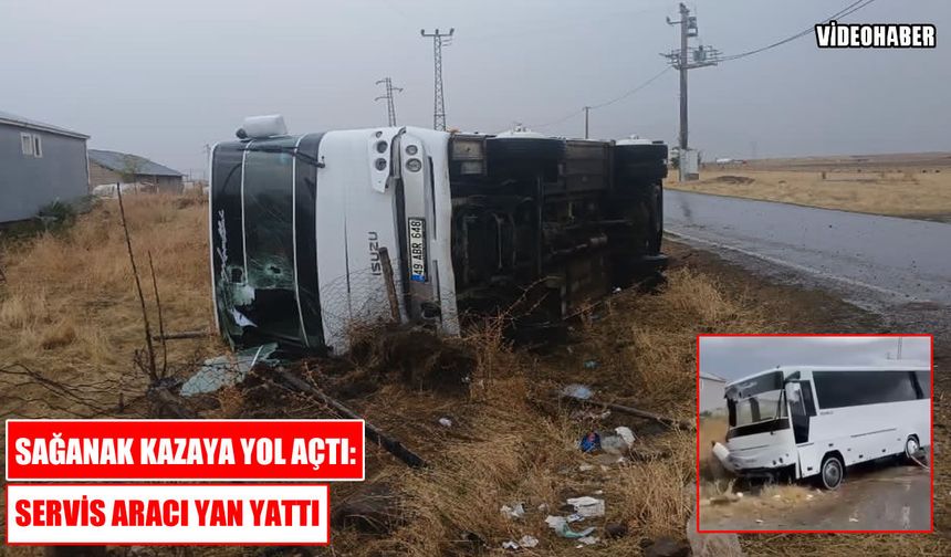 Muş'ta yağmur nedeniyle kayganlaşan yolda korkutan kaza