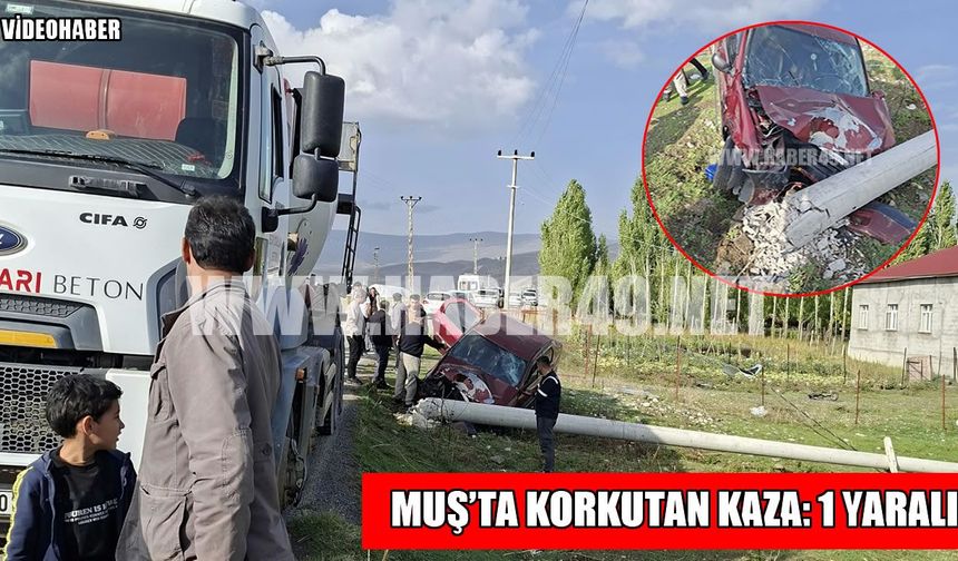 Muş’ta otomobil ile beton mikseri çarpıştı