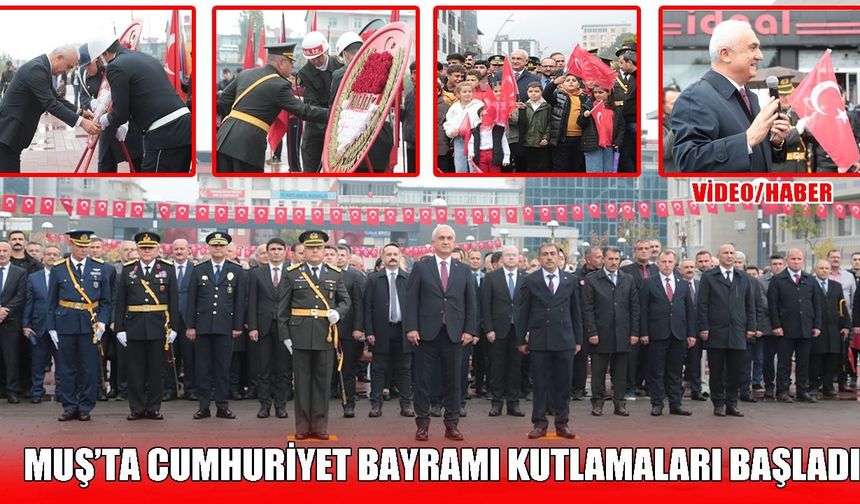 Muş’ta Cumhuriyet Bayramı coşkusu çelenk sunma ve yürüyüşle başladı