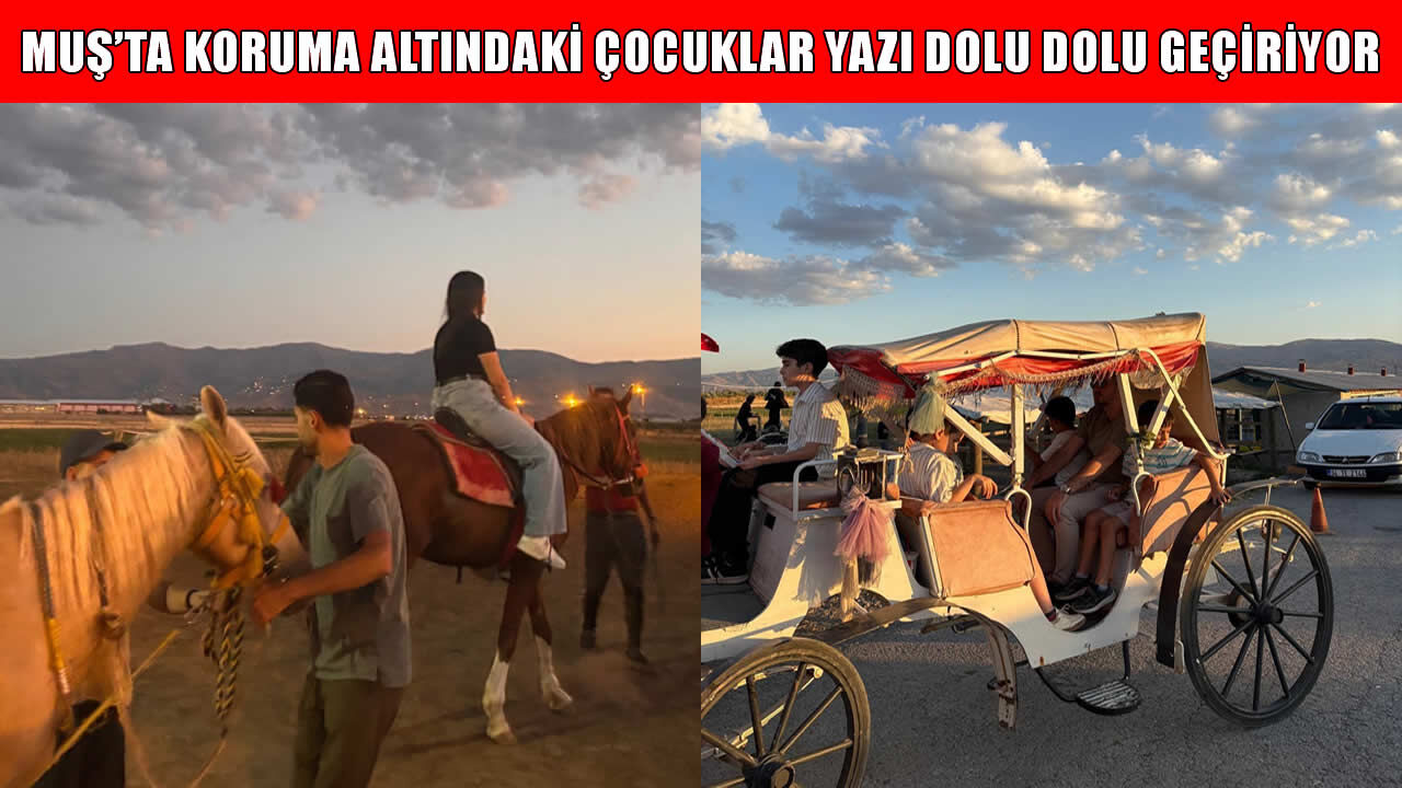 Muş’ta koruma altındaki çocuklar, Tarihi Murat Köprüsü’nde ata bindiler