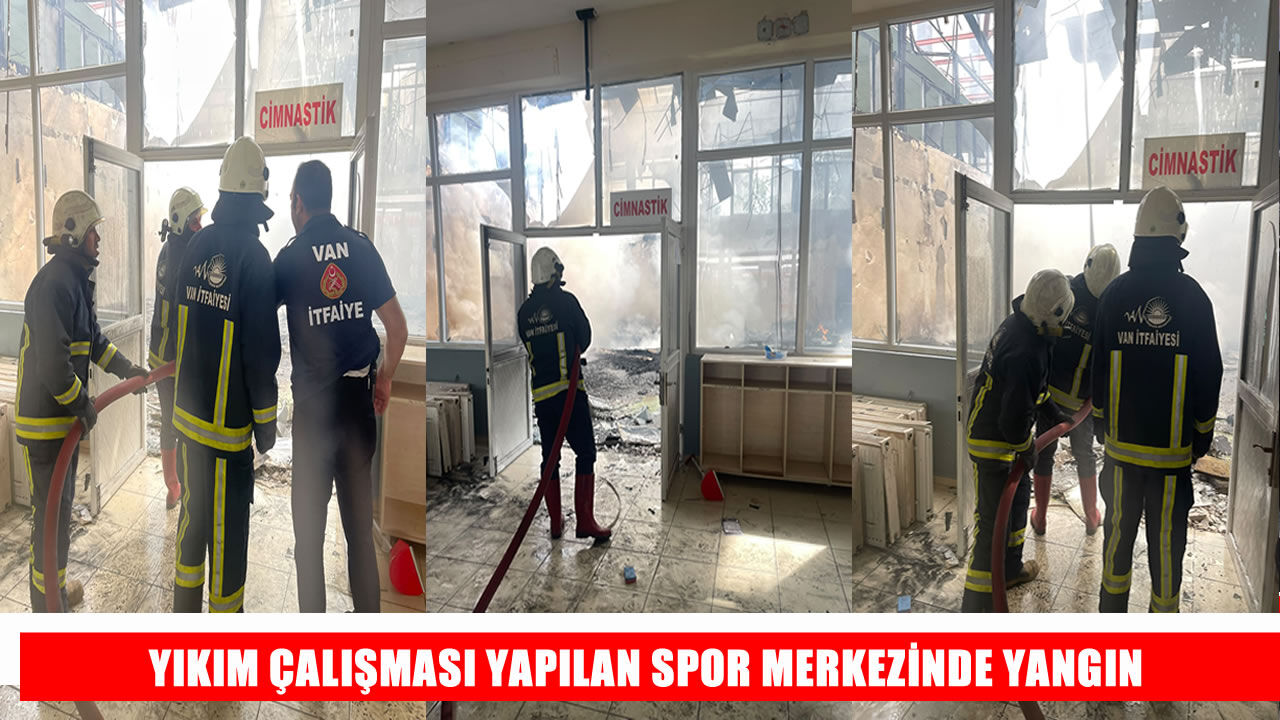 Yıkım çalışmaları süren spor merkezinde yangın paniği