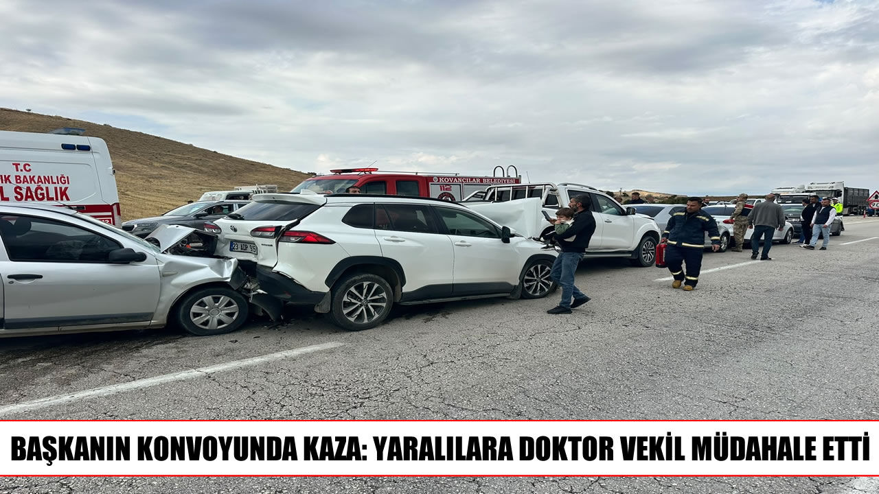Palu Belediye Başkanı’nın konvoyunda zincirleme kaza: 4 yaralı