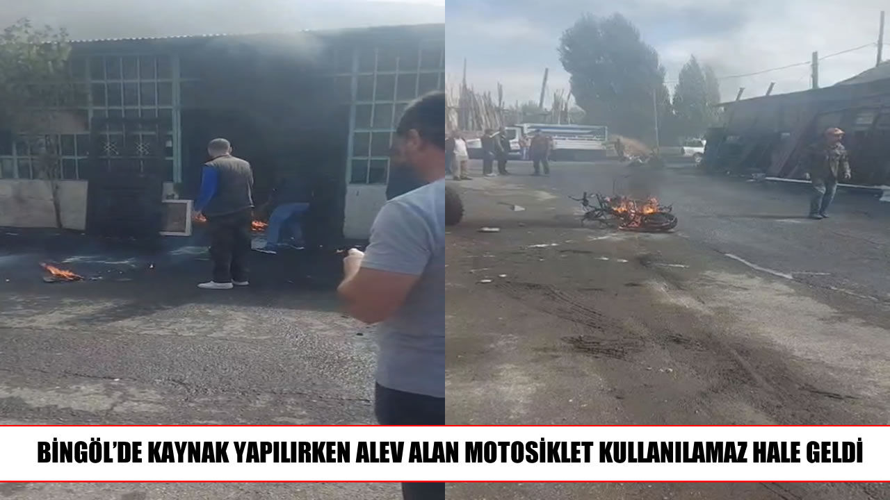 Sanayi sitesinde kaynak yapılan motosiklet alevlere teslim oldu